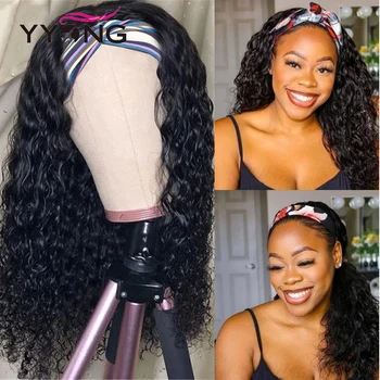 

YYong New Arrival Water Wave Short Headband Scarf Wig Remy Indian Human Hair Headband Wigs Natural Color Glueless Wig For Women