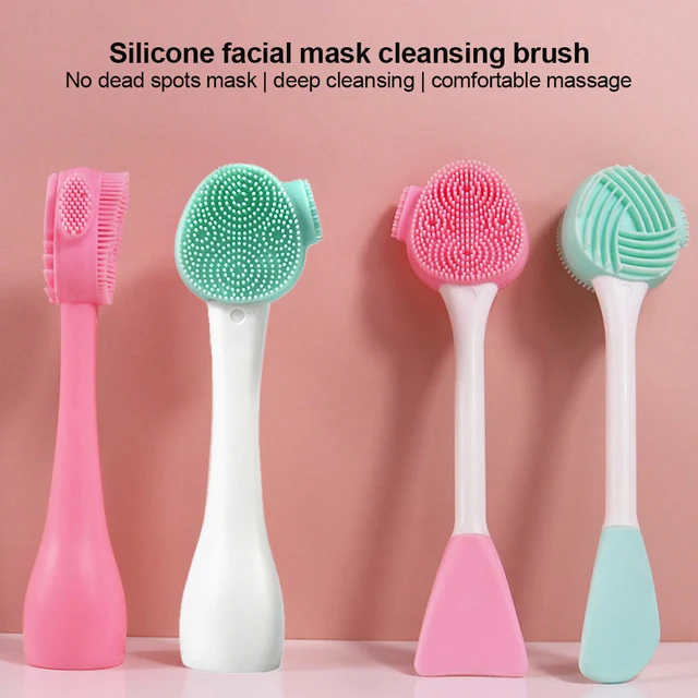 brosse nettoyante visage à Double tête en Silicone, outil de nettoyage du visage