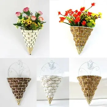

New Flower Basket Pendant Wall Mounted Hanging Pot Cone Planter Flower Basket Vase for Home Yard Decor