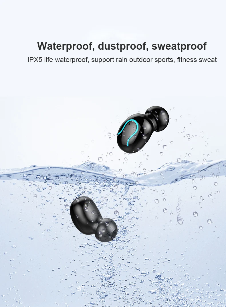 Q19 Bluetooth наушники V5.0 настоящие беспроводные стерео наушники сенсорный светодиодный дисплей с двойным микрофоном спортивные водонепроницаемые наушники IPX5