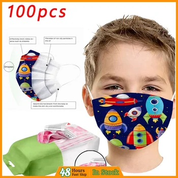 

50/100 pcs 3-PLY Non-woven kids mascarillas Printed 3Layer Disposable Face Masker For kids Non Woven Filter Breathable máscara