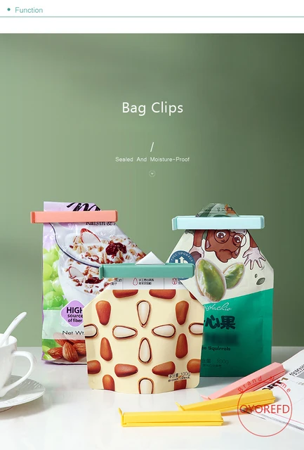 Oyorefd 6pcs/set Reusable Bag Clips Multi-function Food Bag Seal