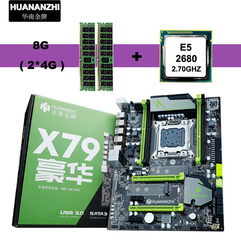 Best Price Famous brand HUANAN ZHI X79 LGA2011 motherboard with M.2 discount motherboard with CPU Intel Xeon E5 2680 C2 RAM (2*4)8G REG ECC Best Price Famous brand HUANAN ZHI X79 LGA2011 motherboard with M.2 discount motherboard with CPU Intel Xeon E5 2680 C2 RAM (2*4)8G REG ECC