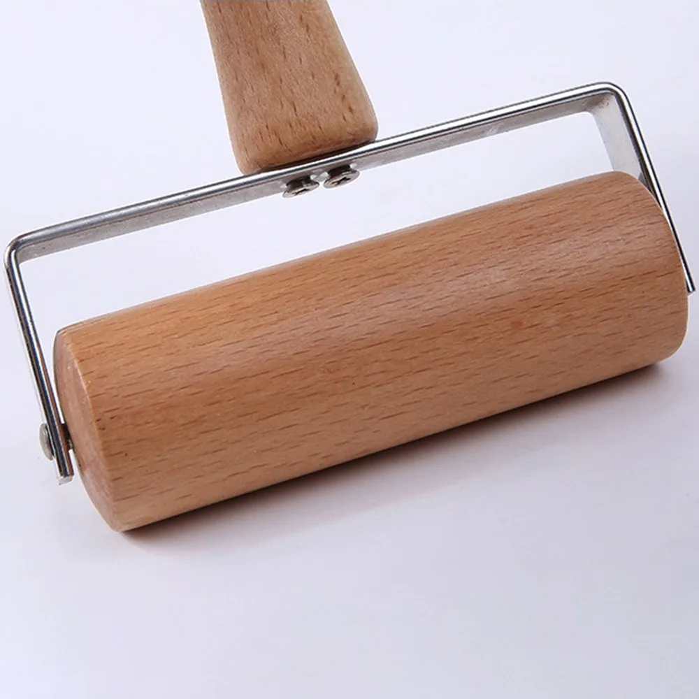 1pc Useful Solid Wood Rolling Pin Baking Pizza Dumpling Skin With Handle Pressing Noodle Stick Noodle Tool Home Supplies