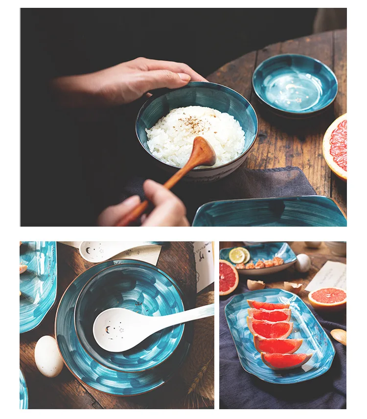 Высокое качество скандинавские японские Ручная роспись керамические звездное небо столовая посуда рисовый суп миски для лапши рыбы стейк тарелка блюдо