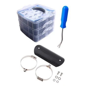 

625Pcs Car Push Retainer Clips Plastic Fasteners Kit(16 Sizes) & 1 Set Carbon Fiber Exhaust Heat Shield(5.5 Inch 140 mm)