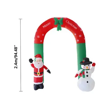 

8 Foot Tall Lighted Christmas Inflatable Santa and Snowman Archway with Bow LED