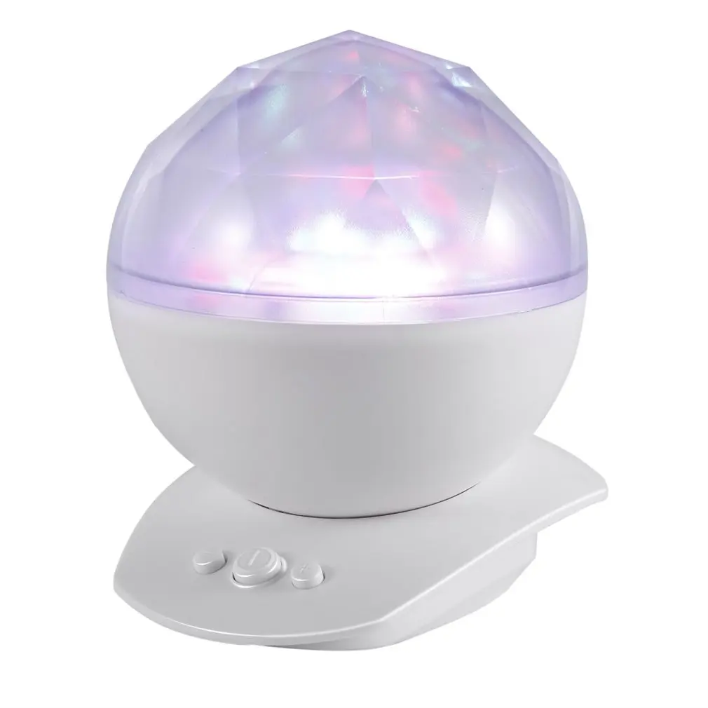 Белый ABS DC5V 1000mA океана с яркими кристаллами; обувь, проекции светодиодный Ночной светильник с Динамик вечерние лампа популярные HMT-103 штепсельная вилка европейского стандарта