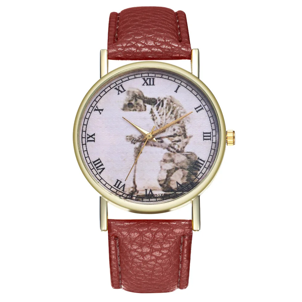 Ретро Детские Кварцевые часы мужские коричневые кожаный ремешок Хэллоуин череп