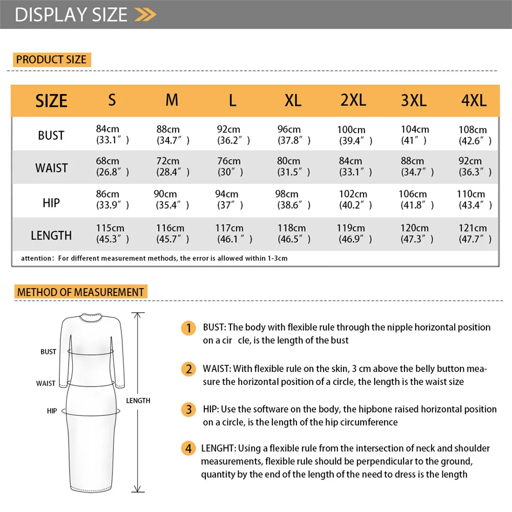 D40-女长袖长裙-尺码表