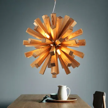 

2019 Newest China Factory Wood Fancy Restaurraut Hanging Modern Pendant Lighting Lamparas De Techo Colgante