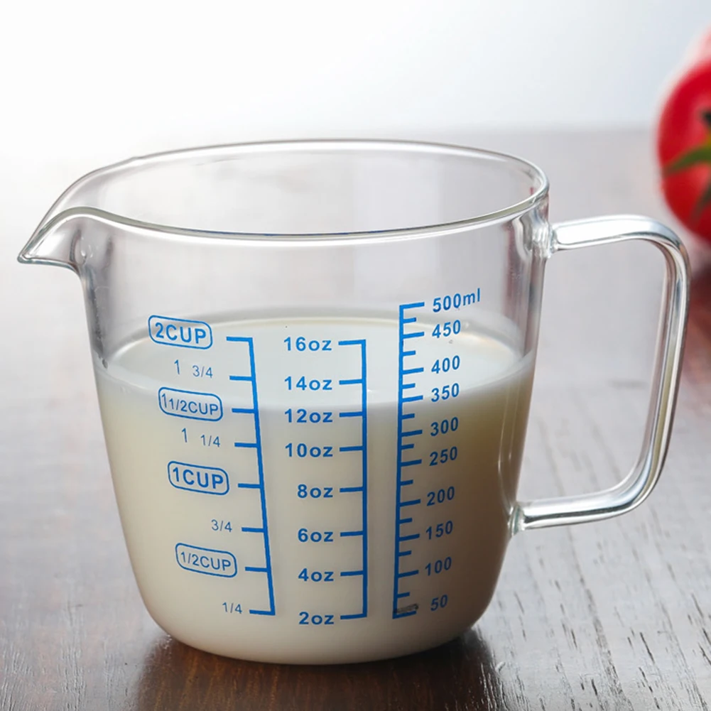 250ml 500ml Heat Resisting Thickened Graduated Glass Oz Ounce Cup Measuring Cup Milk Water Scale Microwave Kitchen Measure Tool Transparent Aliexpress