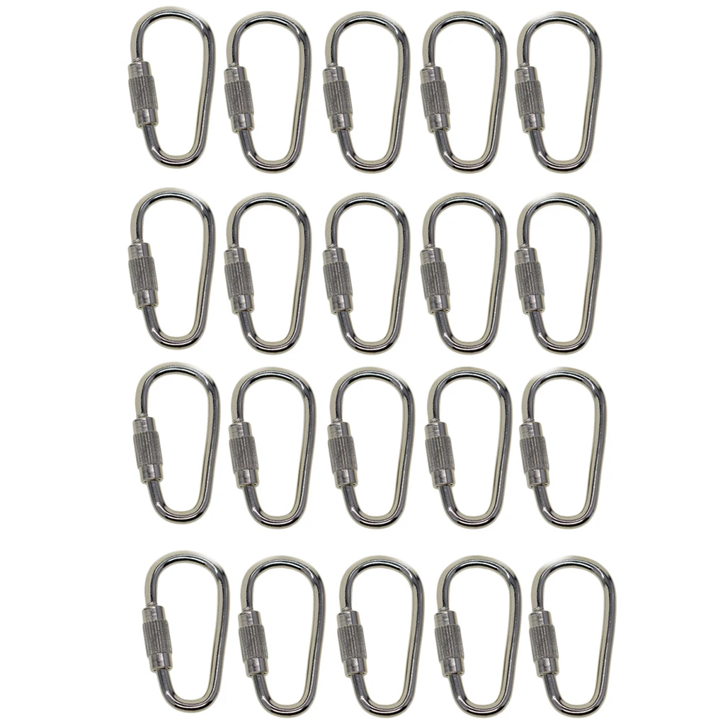 20 Mini Steel Quick Open Screw Lock Key Chain Hook Carabiner Safety Clasp
