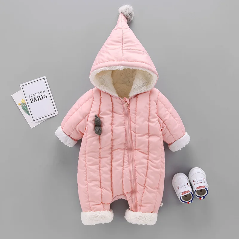 Pink Peanut Herbabe, детские комбинезоны для детей от 0 до 3 лет, бархатная теплая зимняя одежда для новорожденных мальчиков и девочек коллекция года, Осенний модный детский комбинезон - Цвет: Pink Peanut