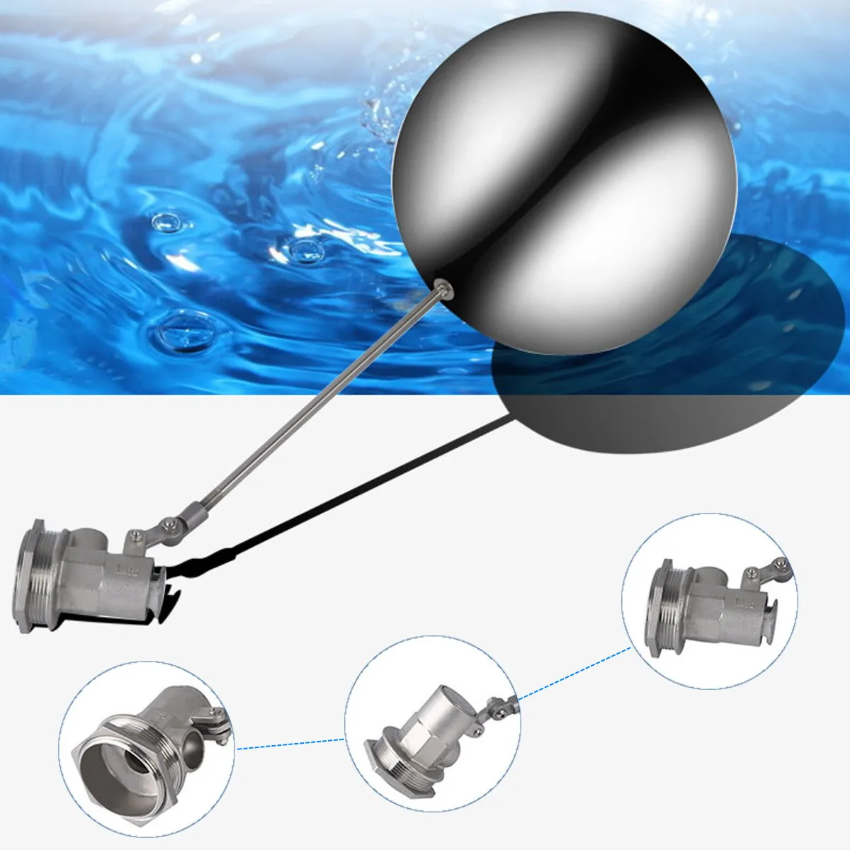 

DN15 DN20 DN25 DN32 Float Ball Valve Cold and Hot Water Tank 304 Stainless Steel Flow Control Floating Valve Corrosion Resistant