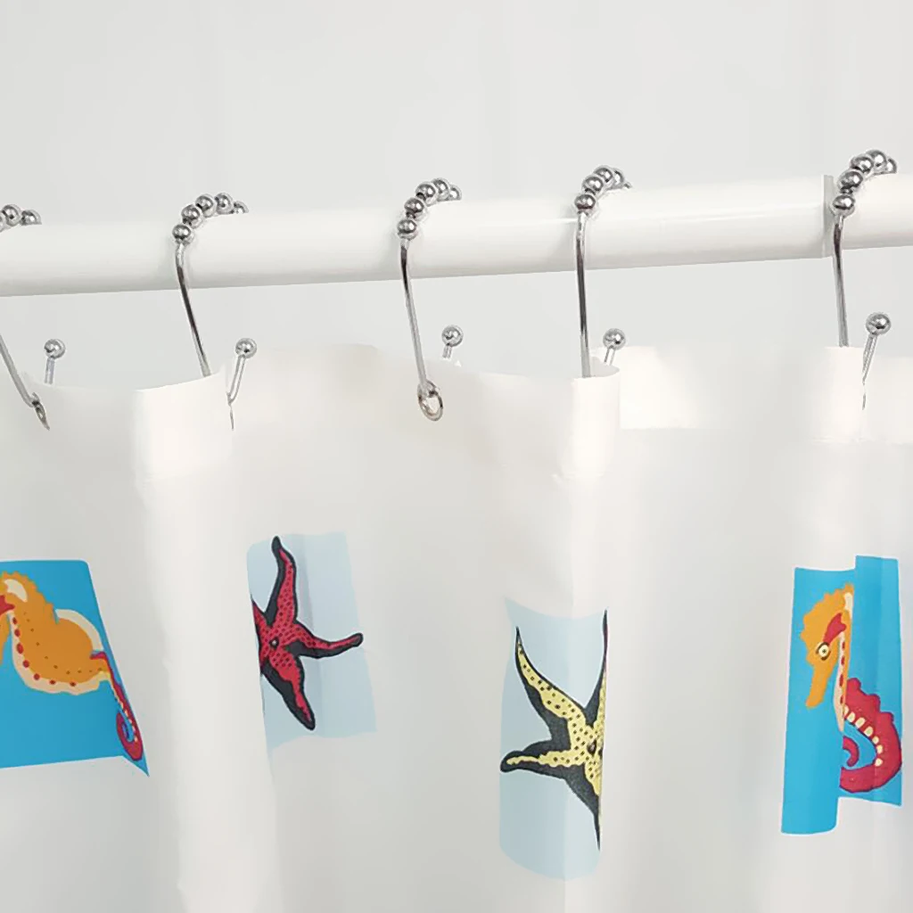 12 PCS Stainless Steel Bathroom Anti-rust Shower Curtain Hooks,Polished Chrome Corrosion Free