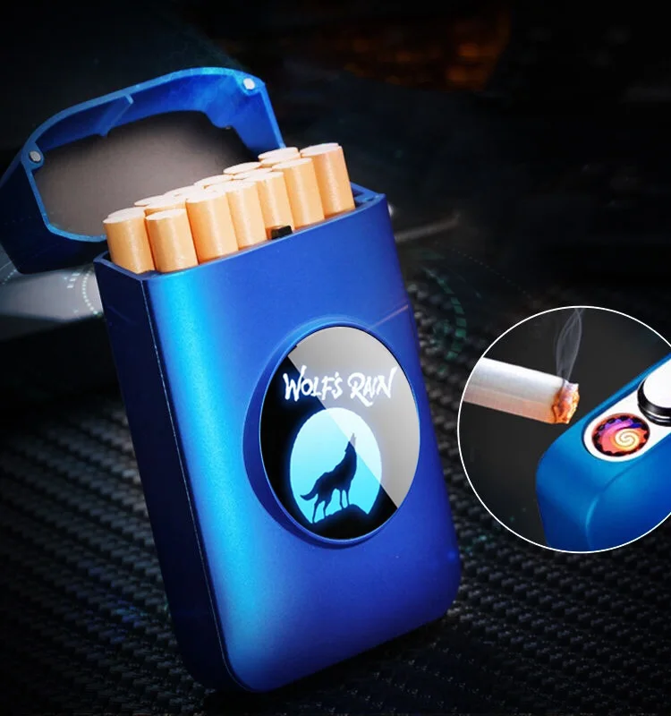 

Arc Plasma Lighter Waterproof Usb cigar Case Lighter LED Creative Graphic Auto Cigarette Box with Lighter Electronic Aansteker
