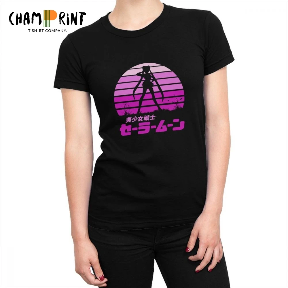 

Sailor Moon Sun Set Vaporwave Aesthetic Anime Women's T-shirt Chic Tees Top Cotton Funny Tshirt Plus Size Clothes for Female