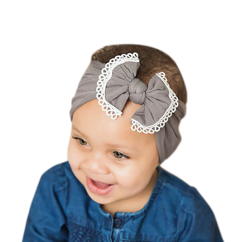 2020 Brand New Newborn Toddler Baby Girls Baby Bow Lace Elastic Hair Headband Hair Accessories Baby Gifts
