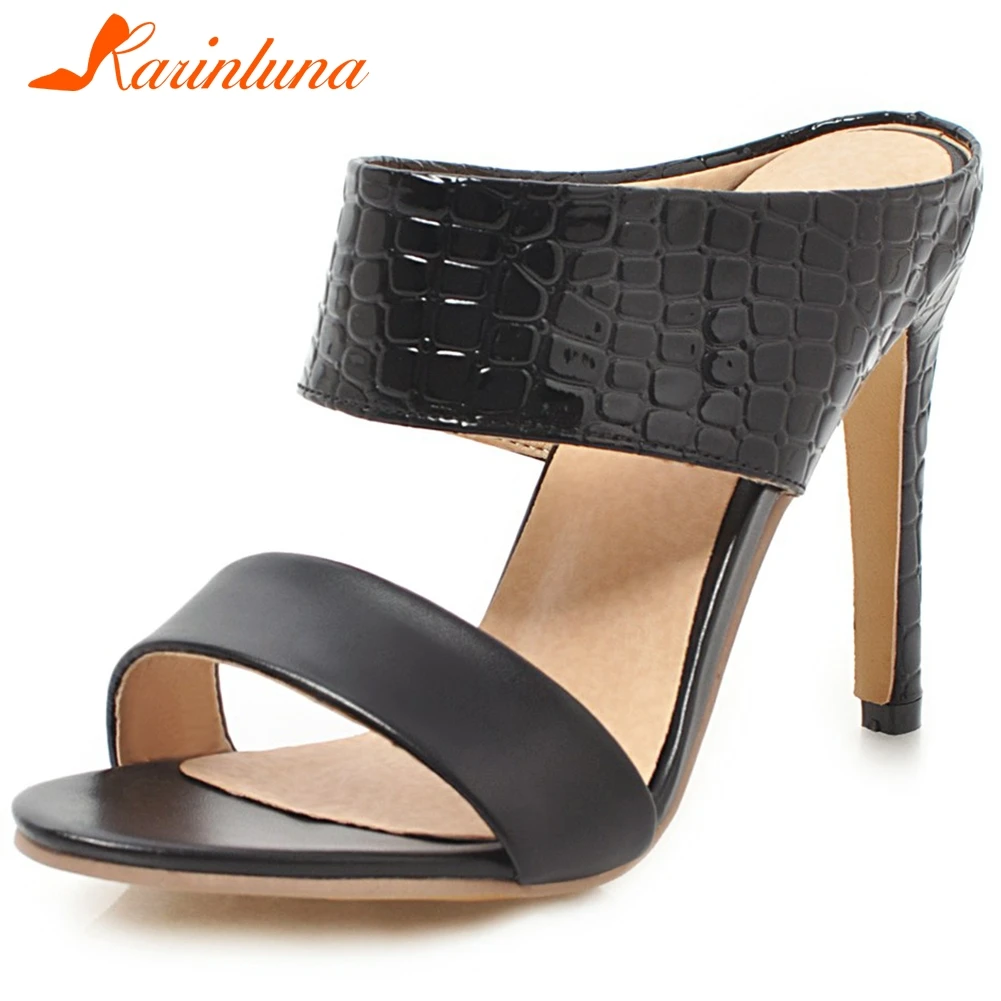 

KARINLUNA Elegant Lady Round Toe Office Pumps Slip On Mixed Colors High Heels Party Wedding Pumps Women Summer Shoes Woman