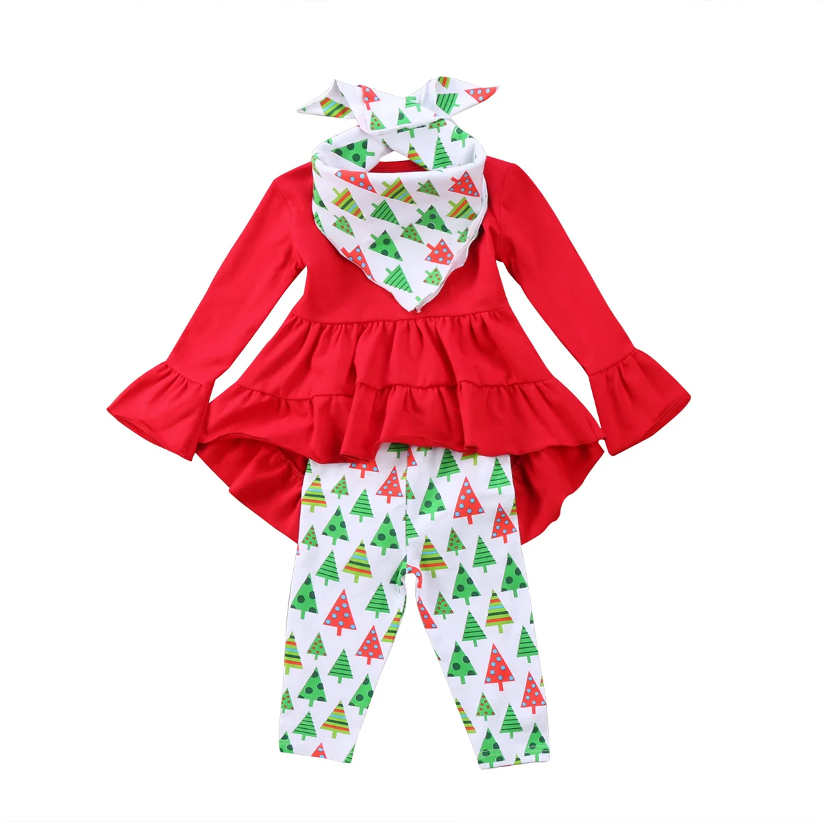 Рождественские наряды для девочек комплект одежды из 3 предметов для маленьких девочек Рубашка с длинными рукавами топ+ длинные штаны Одежда для младенцев милый комплект