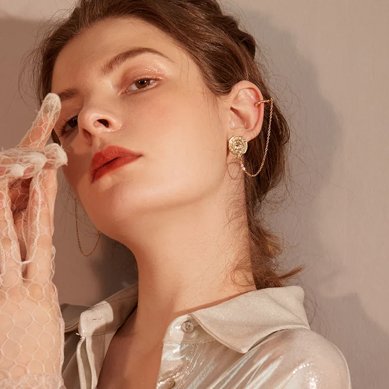 

2019 New Trendy Coin Dangle Earrings For Women Girls Punk Retro Simple Drop Earrings Jewelry Clip Earring Bijoux Accessory