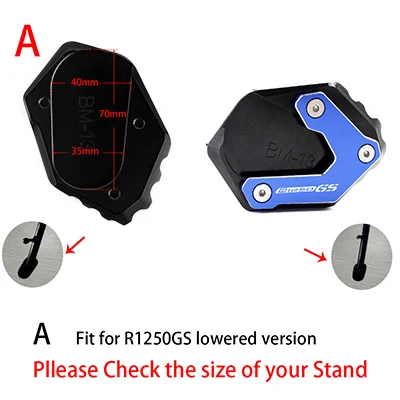 Для BMW R1200GS LC R1250GS Adventure F850GS F750GS Мотоцикл с ЧПУ подножка боковая подставка увеличивающая Расширительная подставка поддержка аксессуары - Цвет: R1250GS A
