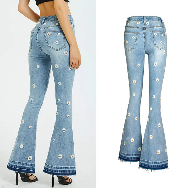 Flare Jeans with flower pattern