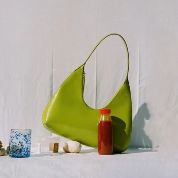 

Half-Moon Handbag High Quality Leather Bag Women Simple Under Arm Bag Women 2019 New Green Shoulder Bag bolsa de hombro