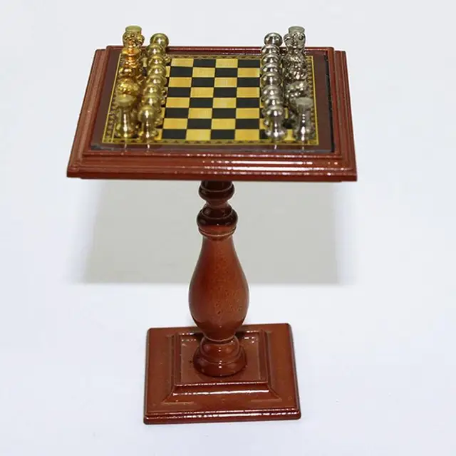 1:12 Miniature Magnetic Chess Table Set Mini Game Living Accessories Decoration Dollhouse House Board Room Plays Dolls Home G 1