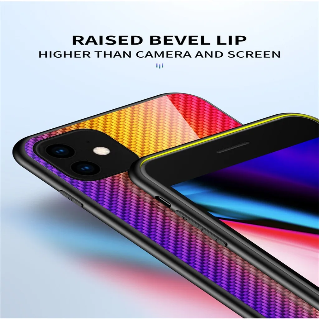 Чехол для Iphone11 6,1 дюйма с полным покрытием из окрашенного стекла Tpu+ pc чехол стильный прочный силиконовый чехол