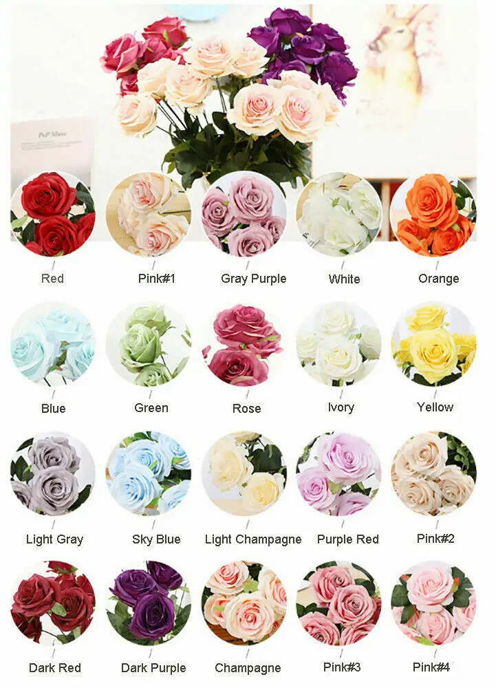 10 Heads Rose Artificial Flower Big Bouquet Silk Flower for Wedding Home Party Decoration Fake Flower Fall Decoration