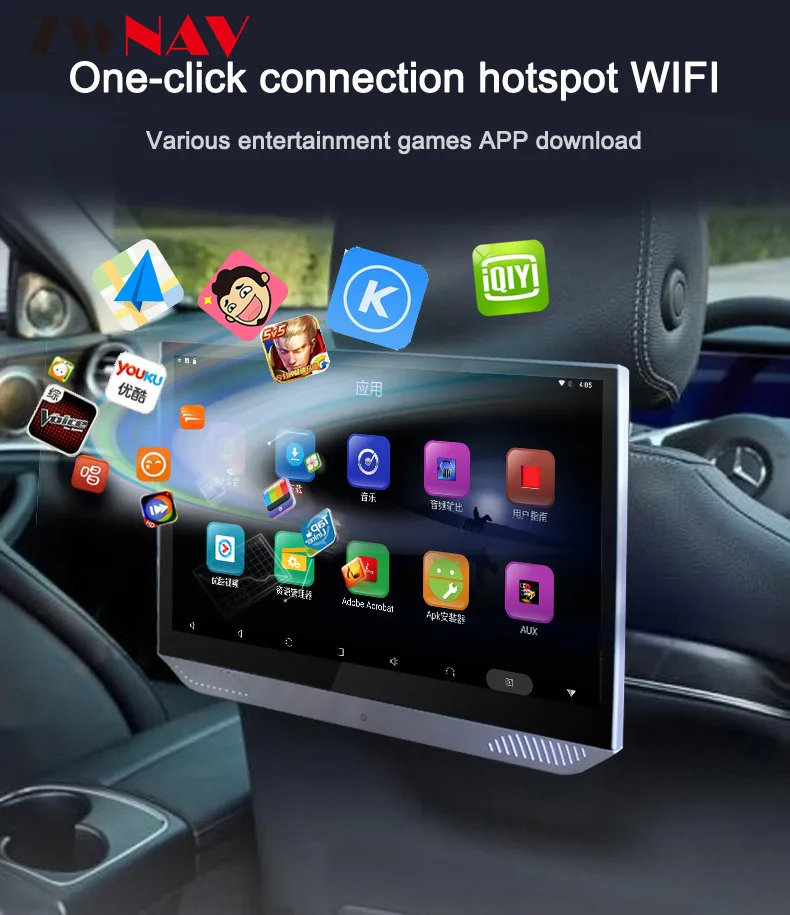 

13.3" Android 7.1 car headrest Monitor 1080P HD touch screen WIFI BT AV/USB/SD Car display HDMI USB ultra-thin MP5 video player