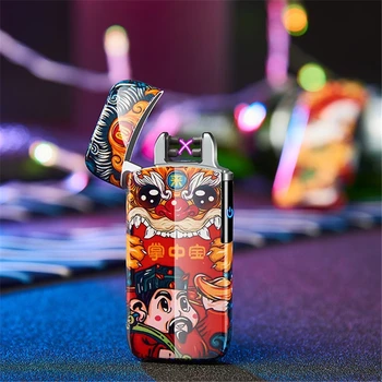 

USB Electric Double Arc Lighter Rechargeable Windproof Lighter Cigarette Dual Thunder Pulse Cross Plasma Lighter Gadgets for Men