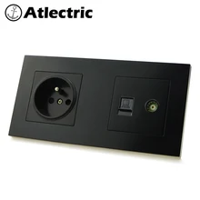 Atlectric FR Стандартный разъем пластиковый блок розеток RJ45 розетка компьютерный порт данных розетка двойной RJ45 с тв двойной выход розетки