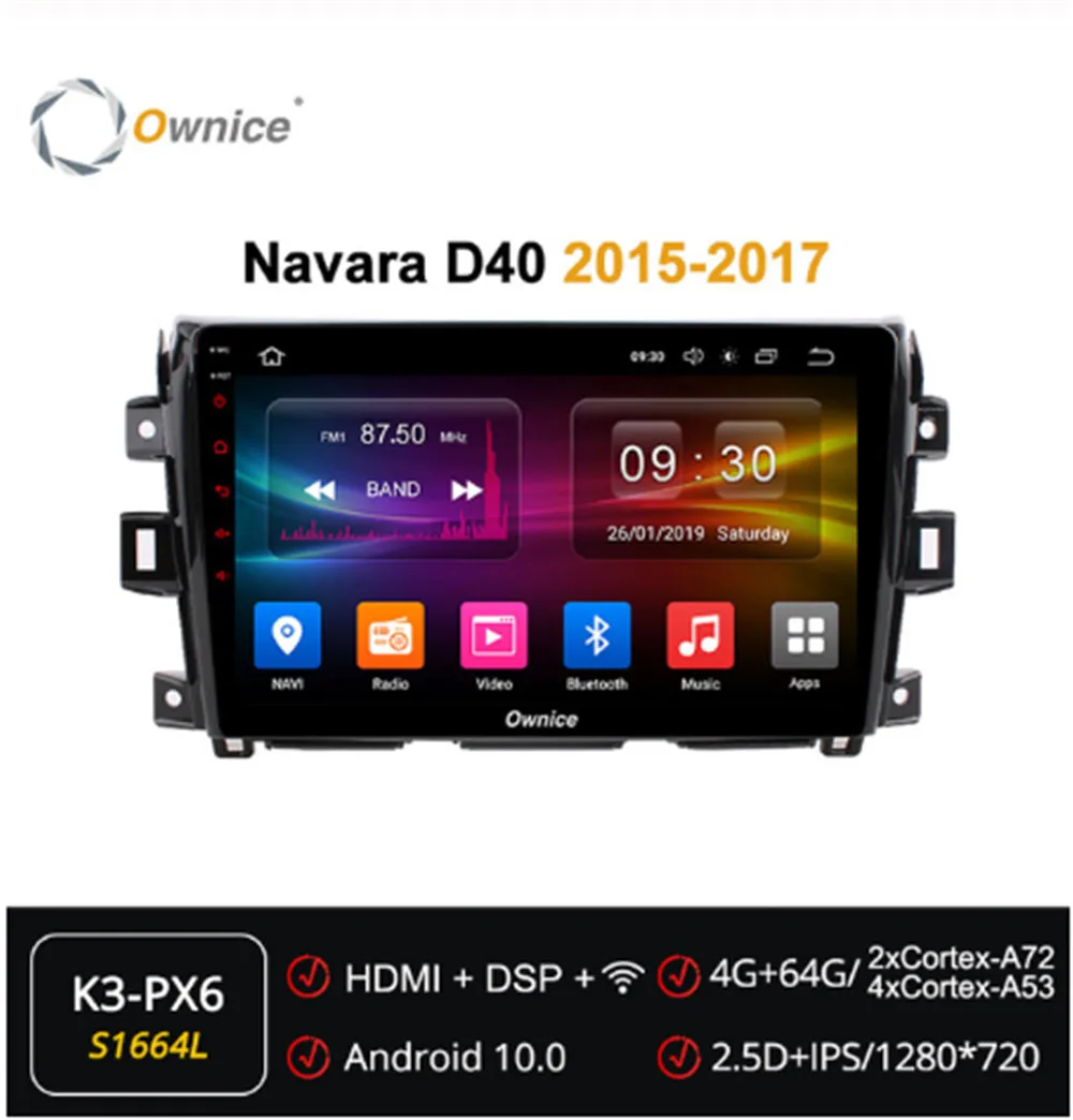 Ownice Android 10 0 Восьмиядерный Автомобильный GPS DVD плеер радио для Nissan Navara D40 2015 2017 аудио