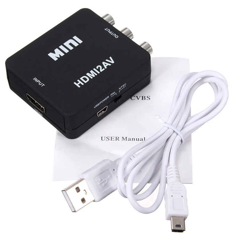 Мини HDMI к RCA Композитный Видео Аудио AV адаптер конвертер адаптер 720P 1080P