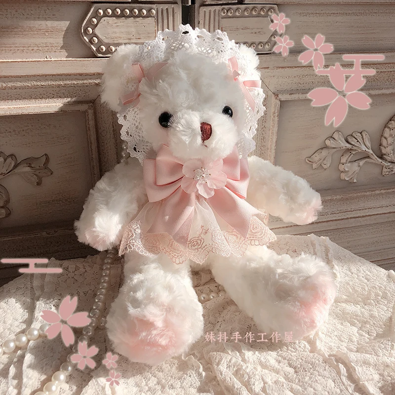 Cherry Blossom Bear Bag Origional Hand Made Lolita Pink JK Shoulder Sweet Harajuku |