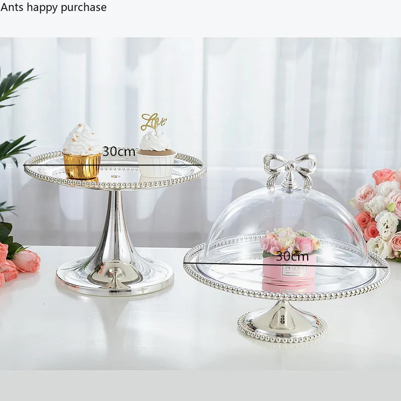 Wrought Iron Metal Cake Stand Creativity Pearl Fruit Plate Afternoon Tea Snack Tray Cake Pan Wedding Dessert Table Display Stand