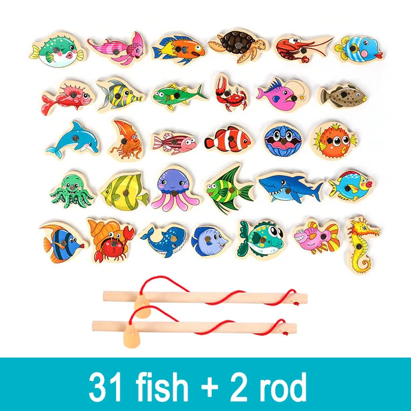 Preschool Wooden Montessori Toys Magnetic Fishing Game Baby Puzzle Teaching Aids Early Educational Toys For Children Girls Gifts 8