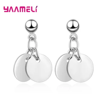 

Statement Symmetry 2pc Disk Pattern Drop Earrings 100% 925 Sterling Silver Accessories Women Geometric Pendiente Jewelry Gift