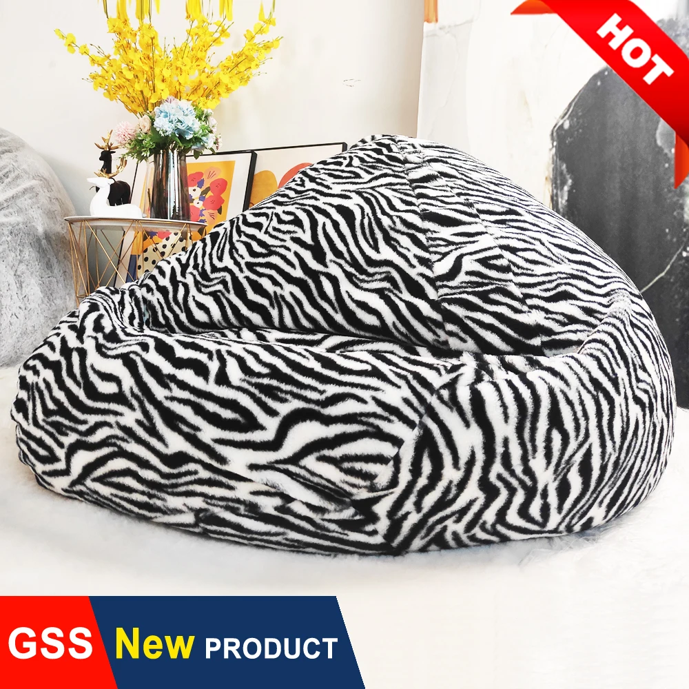 Dropshipping Adults Kids Cute Fluffy Zebra Fur Bean Bag Sofa Slipcover  Envelope No Filler Floor Seat Washable Big Beanbag Chair - AliExpress 1503, image size:1000x1000