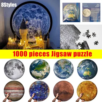 

Round Puzzle Jigsaw Moon Earth Puzzle 1000 Pieces Difficult For Adult Kids Planets Puzzle Toys DIY Educational Dropshipping