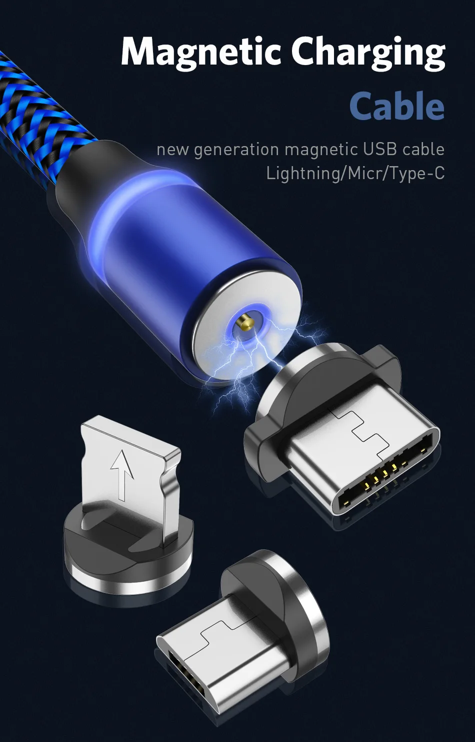 Магнитный USB кабель для быстрой зарядки светодиодный кабель Micro usb type C для iphone 11 XR Max Xiaomi Note 10 samsung s9 магнитное зарядное устройство 1 м 2 м