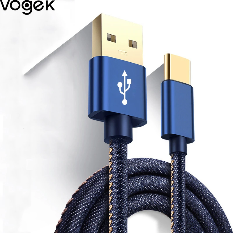 Vogek USB C кабель для samsung S9 S8 Demin Cowboy type C кабель для Xiaomi mi9 Redmi note 7 зарядный кабель для телефона One Plus 5