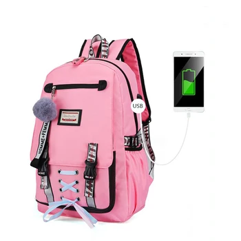 

Large Backpacks Women School Backpack for Teenage Girls USB School Bag Canvas Middle Junior High College Student Bagpack
