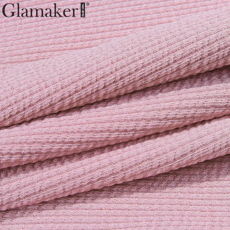 Glamaker розовый вязаный спагетти ремень сексуальный кроп Топ Элегантный женский bodycon уличная майка Топ осень зима вечерние кроп Топ