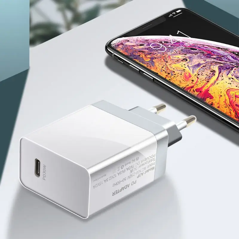 1 шт. 30 Вт usb type-C USB-C PD мобильный телефон Быстрая зарядка настенное зарядное устройство адаптер для дома путешествия ЕС Разъем для iPhone iPad samsung Xiaomi