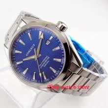 41 мм Corgeut Miyota 8215 5ATM полированные автоматические наручные мужские часы с сапфировым стеклом Светящийся синий циферблат отображение даты водонепроницаемые