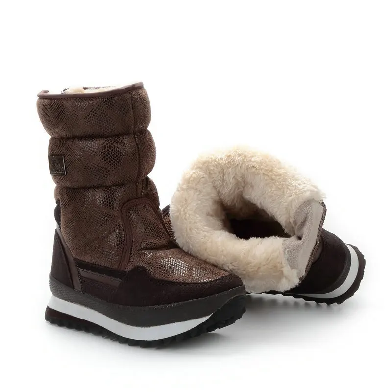 OUKAHUI/Модные Ботинки коричневого цвета с узором змеиной кожи; сезон осень-зима; зимняя обувь; теплые зимние сапоги на меху; женские плюшевые зимние сапоги в стиле ретро; женская обувь